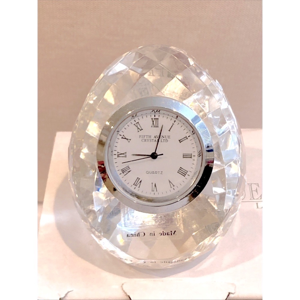 New Fifth Avenue Ltd Reflections 24% Lead Crystal 2 1/2” Egg Shaped Clock